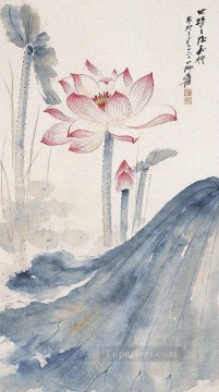 フラワーズ Painting - Chang dai chien 蓮 2 古い中国の水墨花飾り